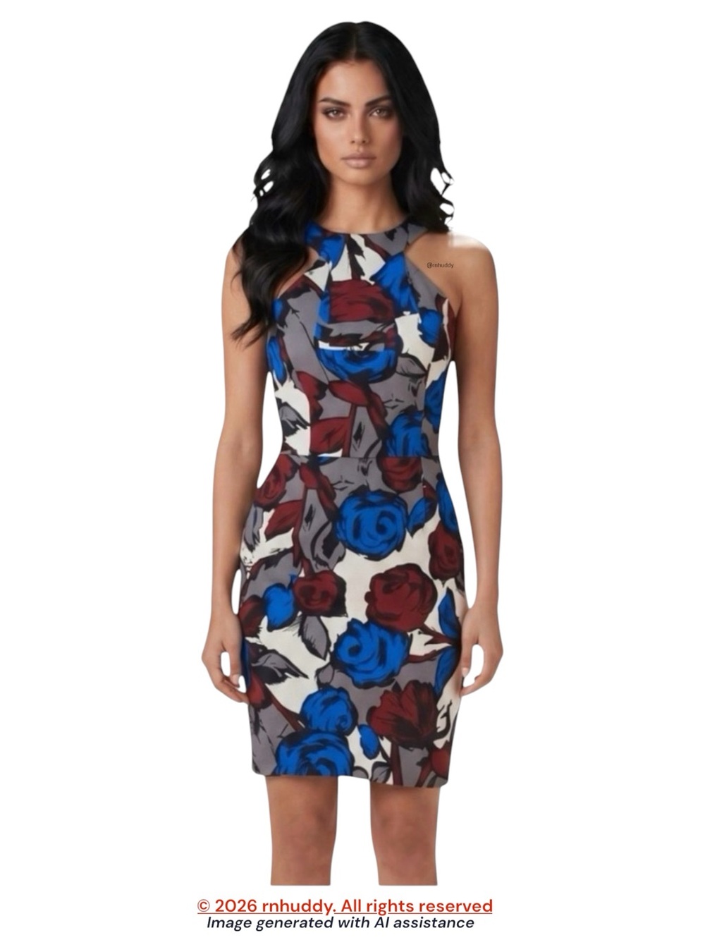 Trina Turk size 4 floral silk lining halter dress